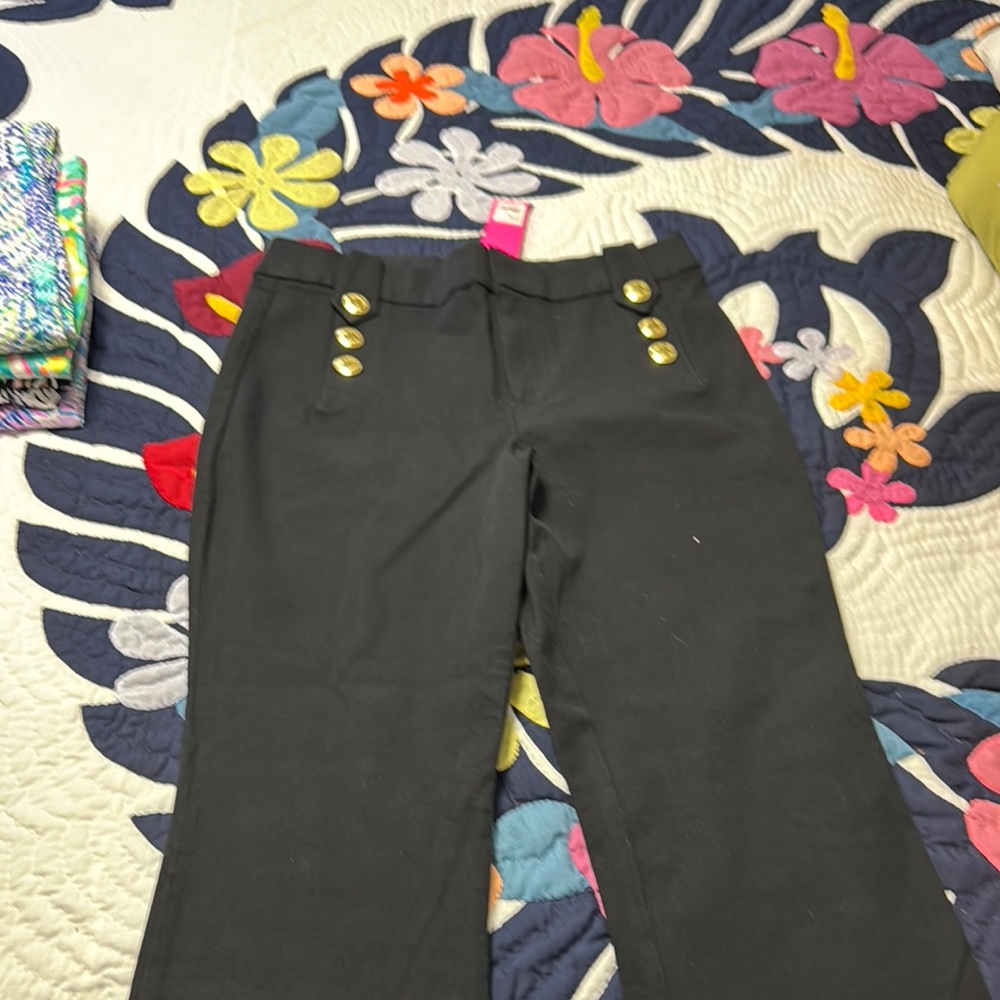 Stylish Black Kids Pants with Gold Button Accents